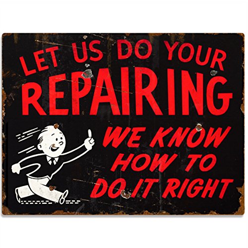 Image of Sehaz Artworks Home Decor Items | Wall Decor | Room Decor | living Room Decorative Items | Repairing' Rust Looks Wall Sign for Wall Decoration Tin Sign (MDF, 30 cm x 20 cm x 0.3 cm)