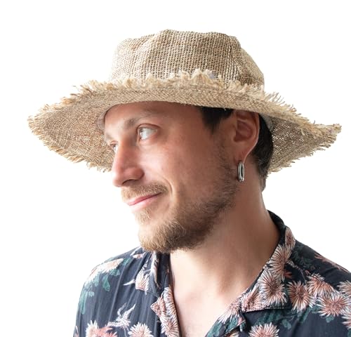 Image of Hemp Sun Hat Wired Wide Brim Big Sizes M /L /XXL Farmers,Raw Hemp Natural Garden Summer Hippie hat