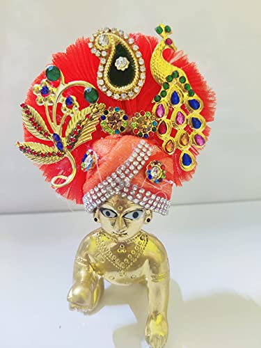 Laddu gopal ji pagdi mukut kanha ji krishna head wrap kanha| laddu Gopal Designer pagdi (Pack of 2) (Size 3no)