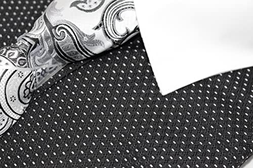 C. Allen Men's Pin Dot Pattern Regular Fit French Cuffs Dress Shirts with Tie Hanky Cufflinks Combo4