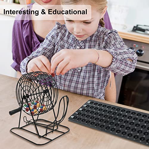 Win Sports Bingo Game Set,8 Inch Metal Cage With Master Board,75 Multicolored Balls,150 Bingo Chips And 18 Bingo Cards, Ideal For Large Group Casino Game Set #TOP4