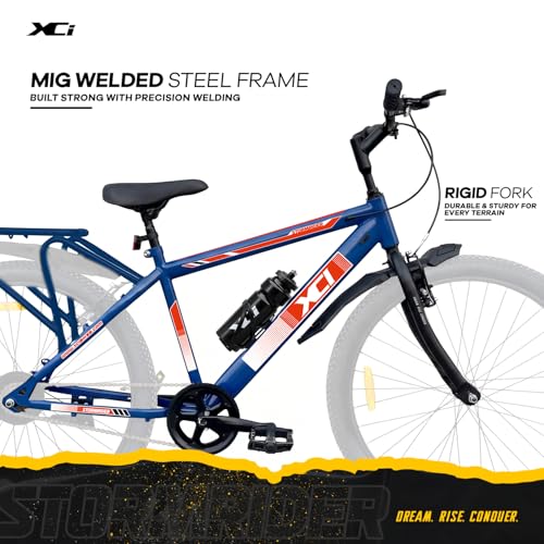 Image of XCi Stormrider 26-Inch Tires Single Speed Rigid Suspension V-Brakes Youth 12+ Years 17-Inch Ultra Light Steel Frame Blue White Bicycle