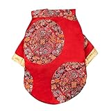 Winter Pet Dog Chinese Tang Suit Style Warm Jacket Dog Cat Clothes Pet Coat Clothing New Year Warm Clothes for Dogs (Color : Red, Size : XXL)