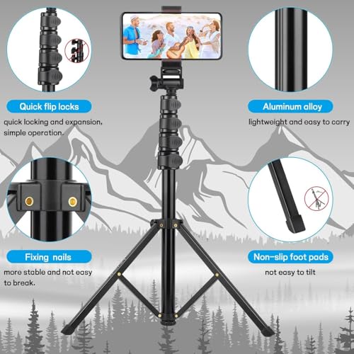 Trípode palo selfie extensible 1.7m con giro 360° para vídeos estables 3