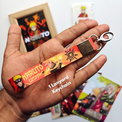 Image of TenorArts Naruto Gift Box Merchandise - 5x7 Inches Laminated Photo Frame,1 Naruto Keychain, 1 Badge, 4 4x6 inches Posters, 10 Multi sized Stickers - 5 items in 1 Box | Perfect for Gifting Anime Fans