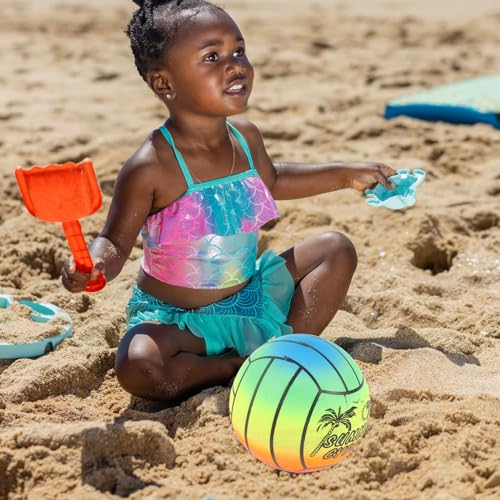 3 Stück Kinderball,5.11 Zoll Regenbogen Ball Kinder Aufblasbare Bälle Pool für Strand Und Poolspiele Schulhofspiele
