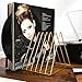 Udreamer 9 Slot Record Holder,Desktop Vinyl Record Storage Holds Up 30 LPs,Metal Magazine Holder Triangle File Holder for Office Homer,Golden
