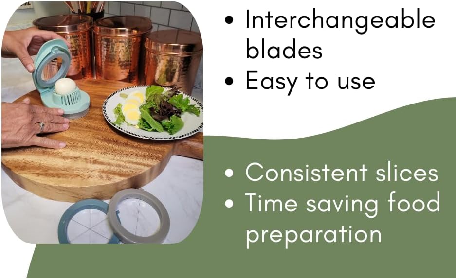 Miniatura 3 de Cortador de huevos multifuncional 3 en 1, cuchillas de acero inoxidable con caja de almacenamiento para rebanador de huevos duros, resistente,