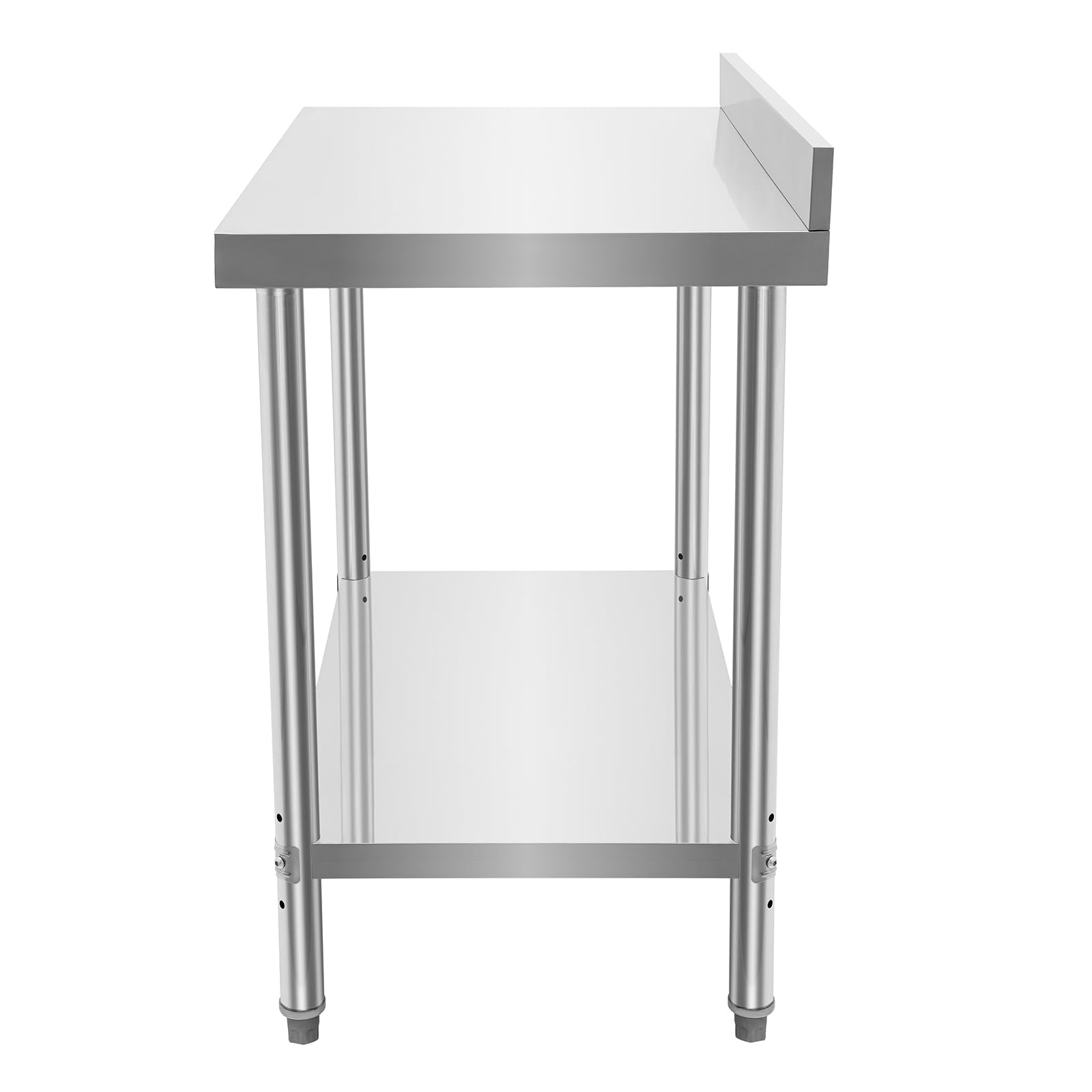 Mesa de trabajo de acero inoxidable, 2 niveles, 100 x 60 x 97 cm, soporta hasta 500 kg, patas ajustables, superficie de almacenamiento, mesa gastronómica