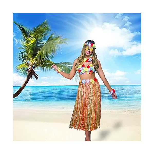 Phogary 8 pack hula skirt costume kit for hawaii luau party - image 8