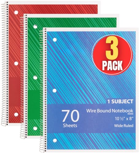 Cahier à spirales assorti pour la rentrée scolaire et le bureau lot de 3