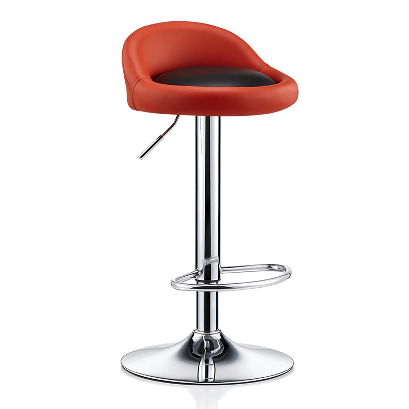 OLAMASA Silla de Bar Ajustable Taburete de Bar con Asiento Tapizado de PU Redondo con Respaldo Bajo, Taburete de Altura de Mostrador para Cocina Isla Desayuno Sala de Fiesta Cafetería
