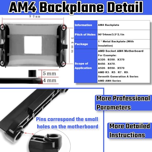 Soporte para CPU AMD AM4 Backplate compatible Socket AM4 miniatura 2