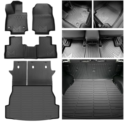 Image of TPE Automotive Floor Mats & Cargo Liner Custom for Toyota Rav4 2019-2025 (Include Hybrid), All Weather Cover Protection Waterproof Black Front & Rear Row Full Set Car Mats & Backrest Mats, 6PCS