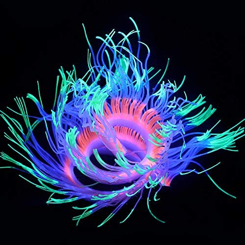Image of Lpraer 5 Pack Glow Aquarium Decorations Kelp Big Small Anemone Lotus Coral Simulation Glow Plant Glowing Effect Silicone for Fish Tank Decorations