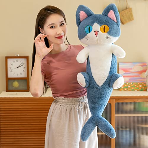 YOZUMD Cat Stuffed Throw Pillow,Soft Chubby Shark Plush Animal Doll, Collectible PP Cotton Stuffed A