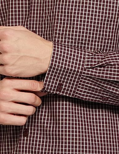 Image of Park Avenue Men's Pure Cotton Checks Pattern Slim Fit Semi Cutaway Collar Full Sleeve Formal Shirt