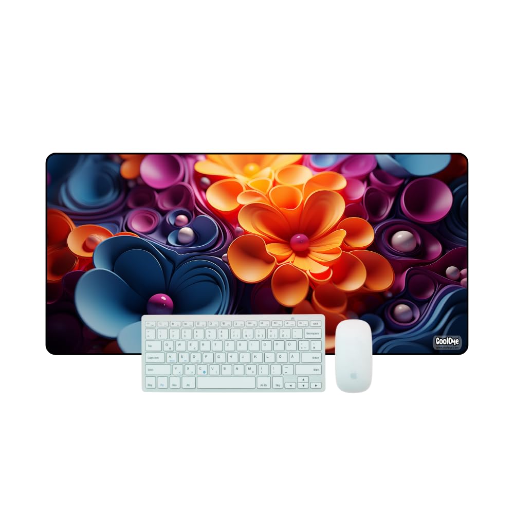 Floral Desk Pad for Office & Gaming – Extended Non-Slip Desktop Mat with Vibrant Abstract Flower Design, Smooth Surface for Keyboard, Mouse, and Accessories-image-14