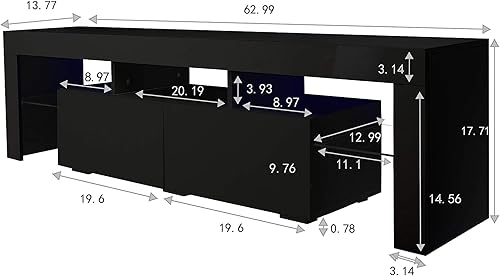 Miniatura 2 de Goujxcy Soporte de TV Centro de entretenimiento con 20 efectos de color LED, consola de sala de estar, gabinete de almacenamiento, soportes de