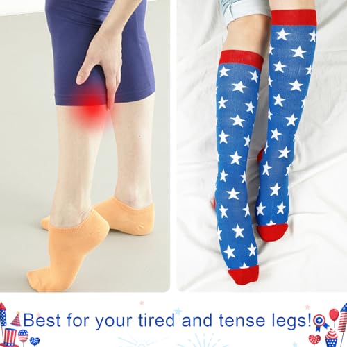 Image of Junely Compression Socks for Women Knee High Festival for Running Athletic Nurses Pregnant Women Work Support Travel Flight