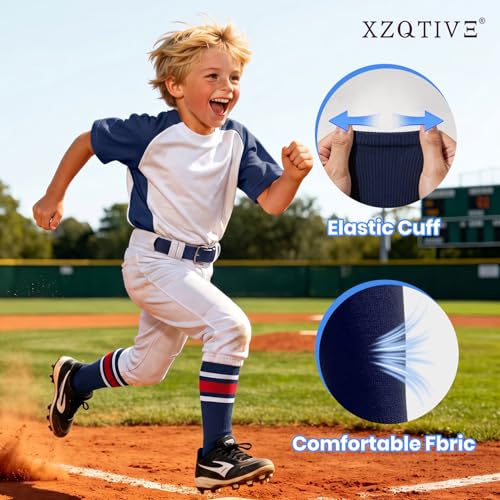 Image of XZQTIVE Baseball Softball Socks and Belt Combo Set Adjustable Softball Socks and Elastic Belt for Kids Youth Adult