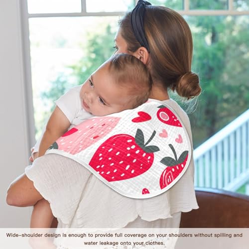 2 Pack Baby Burp Cloths, Soft Absorbent Burping Cloths for Babies, Cotton Milk Spit Up Rags, Large Size for Newborns, Baby Boys and Girls (Cute Strawberries) 7