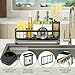 Cisily Extra Large Sink Caddy Organizer with Drying Stone, Black Sponge Holder for Kitchen, Dish Brush Holder for Countertop, Kitchen Decor Storage and Essentials