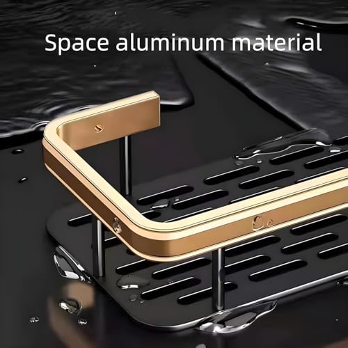 Image of TEKCOOL Self Adhesive Bathroom Shelf for Wall Shelf Organizer Wall Mounted Bathroom Shelves Rack Holder Stand for Bathroom Accessories Organiser Without Drill (Gold, Pack of 1)'