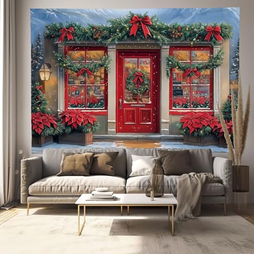 Tapisserie murale salon chambre motif montagne rouge décoration 230x150