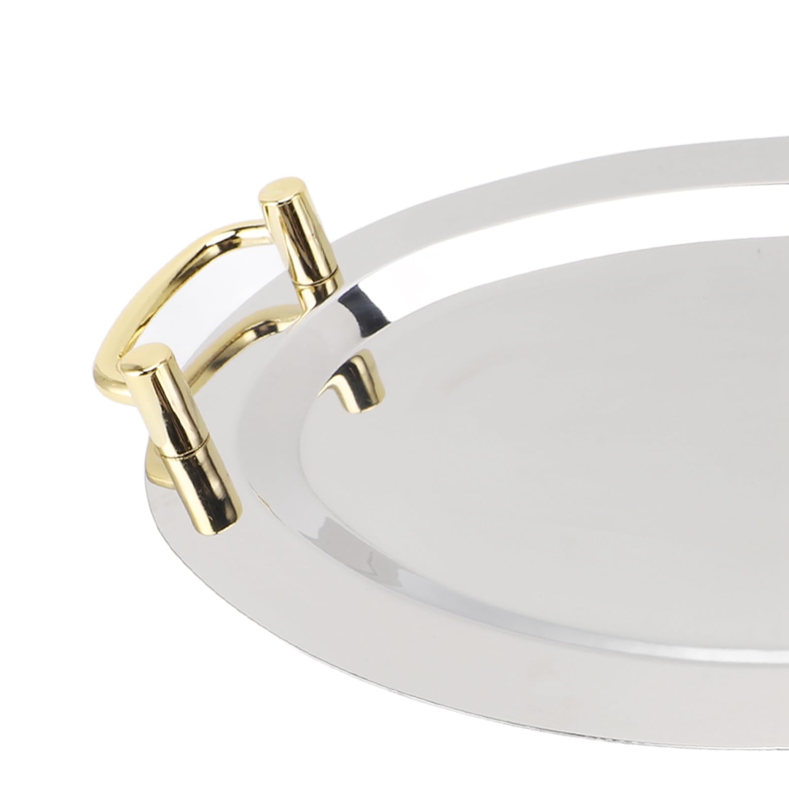 Pissente Plato de Acero Inoxidable Bandeja para Servir de Acero Inoxidable 304 con Asa Acabado de Espejo Plato de Cena Portátil Fácil de Transportar y Limpiar para Restaurante Hotel Buffet Banquete