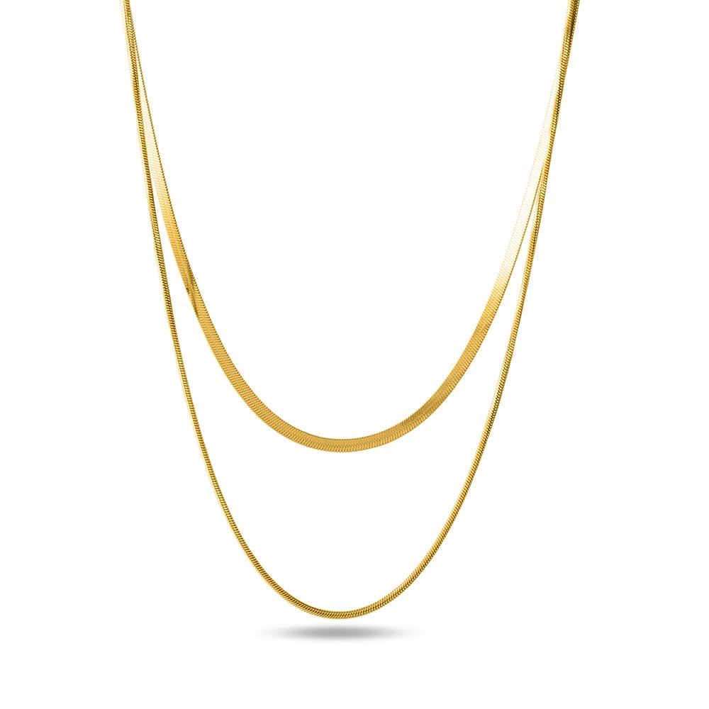 Plain Chain Two Layer Necklace for Women - 18K Gold Plated Necklace, Women's Jewellery | Gift for Girls & Women