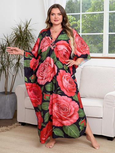Image of Kaftan Dress for Women - Plus Size Caftan Maxi Beach Dress Moo Moos Loungewear, Swimsuit Cover Up for Beach, Pool or Vacation