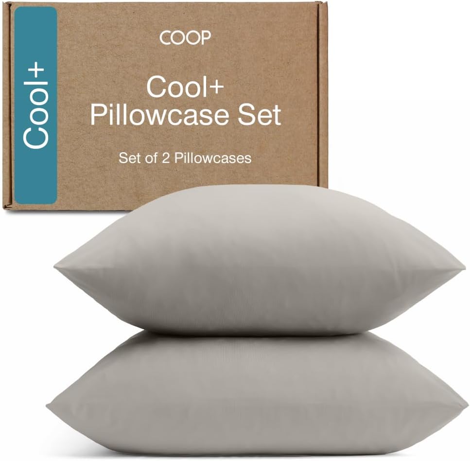 Coop Home Goods Comphy by CoolSpa Cooling Pillow Case Set of 2, Dove Grey Queen Size Pillow Covers, Luxury Spa and Hotel Quality Pillow Cases for Cooling Pillow, Breathable Pillowcases for Bed Pillows