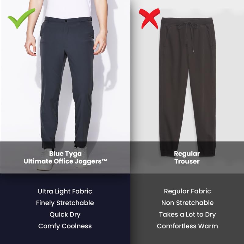 Image of BLUE TYGA Ultimate Office Joggers for Men | Wrinkle Free & Lightweight Joggers for Men | Ultra-Stretchable Pants for Office & Parties