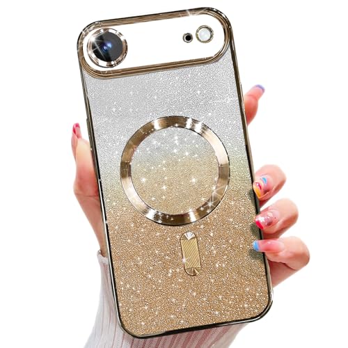 Image of Misscase for iPhone Air Case Compatible with MagSafe,Built-in Camera Lens Protector Full Protection Soft TPU Anti-Scratch Magnetic Glitter Slim Case Cover for iPhone 17 Air 6.5 inch Gold