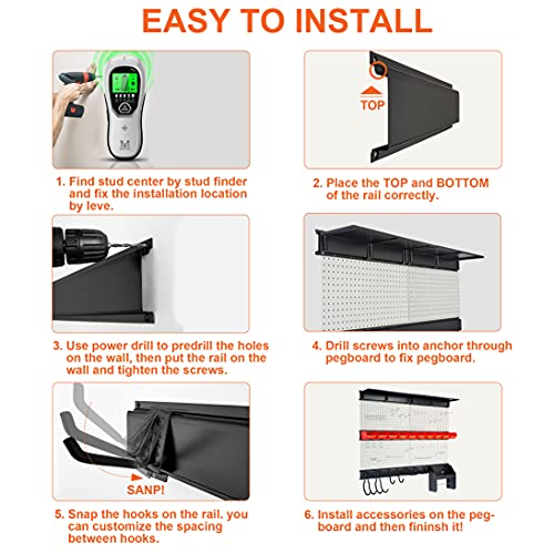 Wallmaster Pegboard Organizer Garage Storage Rack, Metal Pegboard Organizer Set With Tool Board Hooks Accessories,Storage Bins, Overhead Shelf, Paper Towel Holder Father's Day Gift (Grey) #TOP5