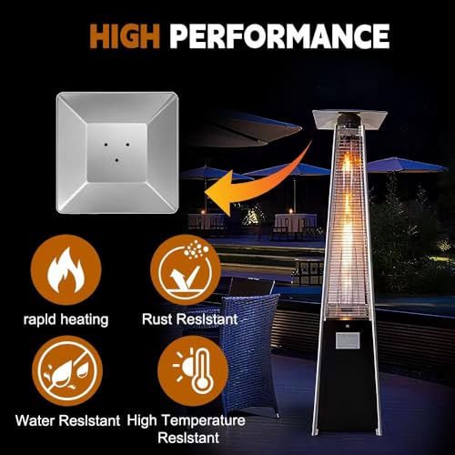 Aluminium Patio Heater Reflector Shield, Square Heat Reflector Shield Top Parts with 3 Pre-Drilled Holes (Hole Distance 2-3/4 Inches),4-Sided Glass Tube Outdoor Heaters Replacement Accessories in Fall