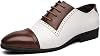 Mens Oxford Dress Shoes Multicolor Brogues Wing Tips Lace Up Patchwork Two Tone Color Round Toe BrownWhite,12.5