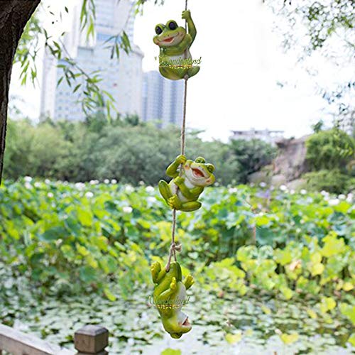 Wonderland Handmade Resin 3 Frogs in a String (Resin Crafts Figurine Ornament Garden Decor for Home/Balcony), Green