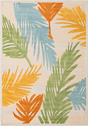 Rugs.com Aruba Outdoor Collection Rug – 6' x 9' Beige Low-Pile Rug Perfect for Any Outdoor Space, Bedrooms, Dining Rooms, Living Rooms
