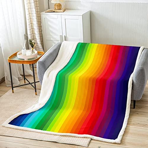 Loussiesd Rainbow Blanket Marble Stripes Colourful Multicoloured Cuddly Blanket for Kids Children Boys Girls Flannel Fleece Blanket Soft Microfibre Blanket Double 60x79 Inch
