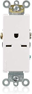 Leviton 16651-W 15 Amp, 250 Volt, Decora Plus Single Receptacle, Straight Blade, Commercial Grade, Self Grounding (White)
