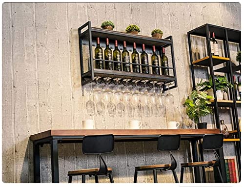 Soporte para botellas de vino de hierro montado en pared 100x20x55cm miniatura 5