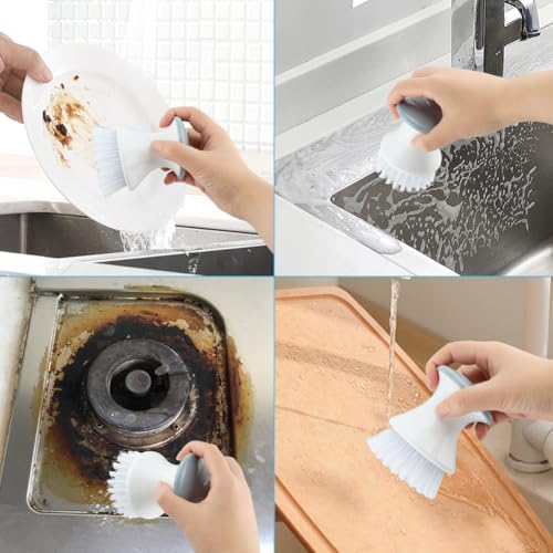 Image of 2Pcs Dish Scrub Brush, Multipurpose Kitchen Dish Brushes, Palm Brush Dish Scrubber with Ergonomic Grip, Kitchen Brushes for Pots, Grills, Ovens & Other Tough Cleaning Jobs