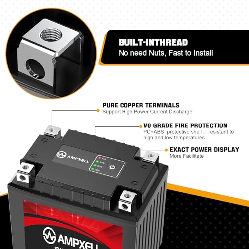 Image of YTX14AH Lithium Motorcycle Battery, 12V 4Ah 240 CCA 2.8 lbs Lightweight, Powersports Replacement for ATV UTV Scooter Generator,Compatible with Polaris Sportsman 570 Ranger 500 Kawasaki