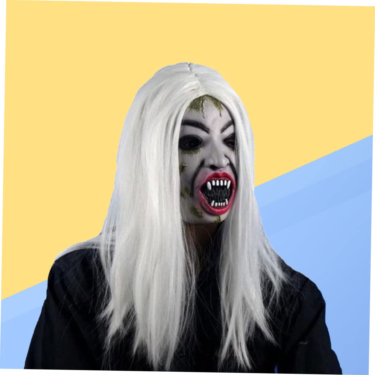 Veemoon Halloween Long Wig Ghost Wig for Men Women White for Costume Cosplay Party