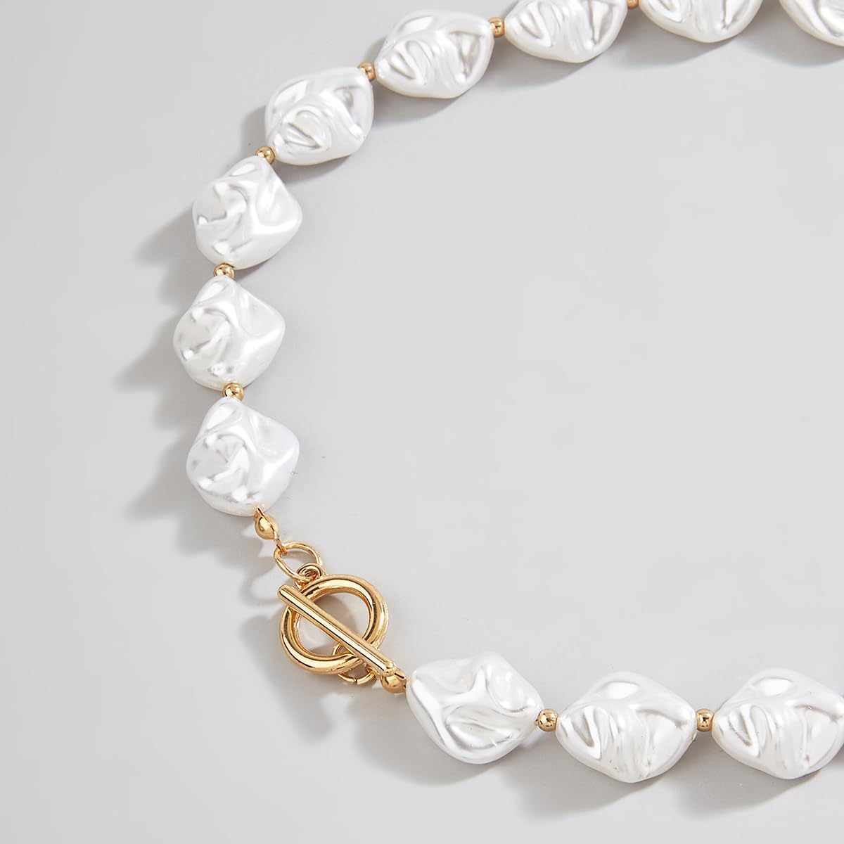 Baroque Pearl Necklace for Women Chunky Pearl Charm Necklaces Dainty Irregular Pearl Choker Necklaces White Pearl Beaded Necklace Prom Wedding Bridal Bridesmaid Jewelry (Baroque B) - Image 6