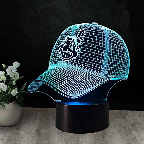 Preisvergleich Produktbild Weihnachtsgeschenk 3D Nachtlicht Baseball Cap Bunte Fernbedienung Touch Led Beleuchtung Kreative Nachttischlampe, Möbel Dekoration Kinder Geburtstagsgeschenk