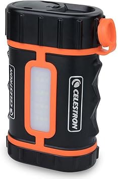 Celestron - PowerTank Lithium Pro Telescope Battery Rechargeable Portable 12V Power Supply for Computerized Telescopes 17 Hour Capacity/ 158.74Wh - Red/White LED Light - 2 USB Ports