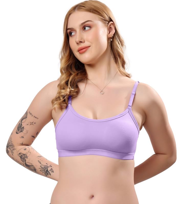 Image of London Hills Women's Cotton Sports Bra for Women Solid Bra Wireless & Non Padded Full Coverage Soft Hold Straps Super Combed Cotton Elastane Stretch Full Coverage Slip-On Active Bra